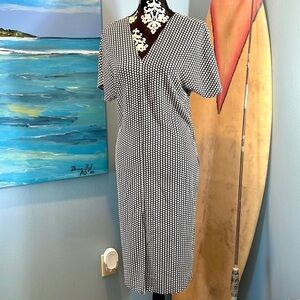 ⭐️Loramendi,Black/White Polka Dots,V-Back & V-Neck,Front Dress Split,Lightweight